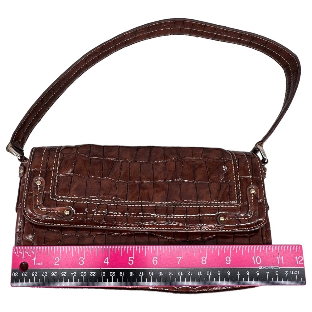 Liz Claiborne Dark Brown Faux Alligator Handbag Shoulder Bag - Picture 13 of 16